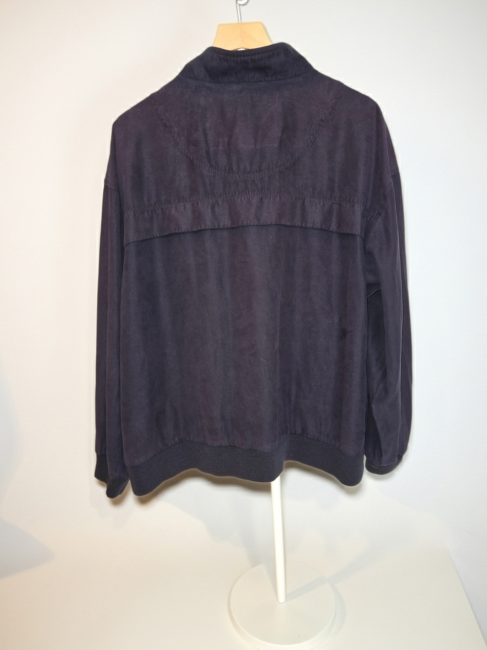 Vintage Navy Blue Suede Henley Mock Neck Pullover Jacket - Size L - Picture 2 of 16